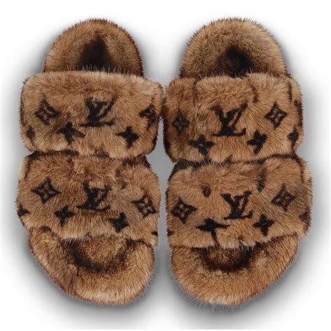 louis vuitton mink slipper|Louis Vuitton open toe slippers.